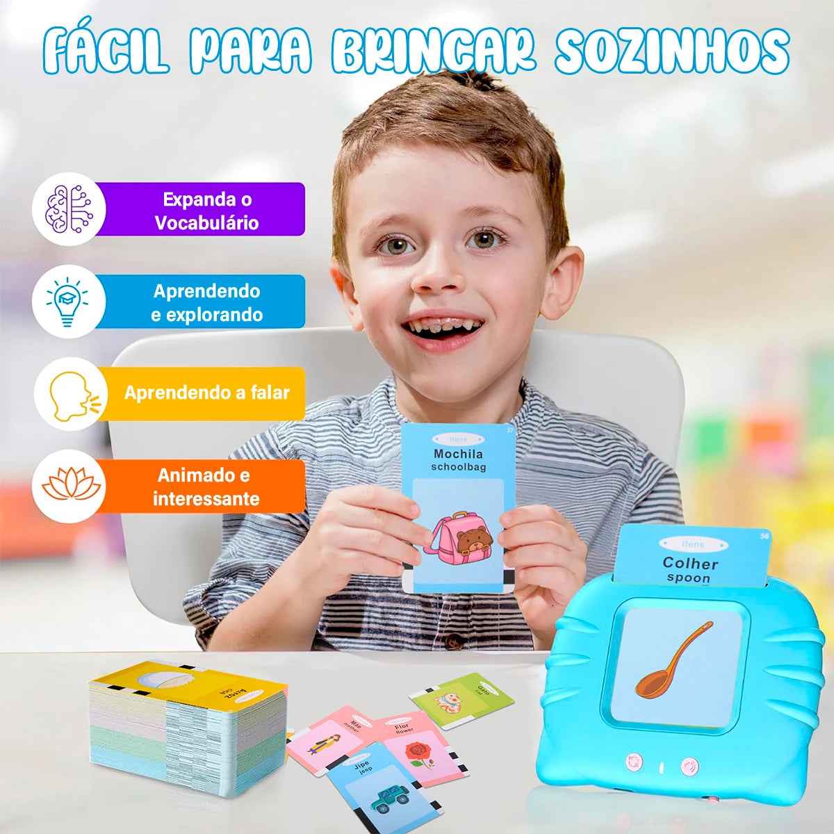 Áudio Livro Eletrônico para Aprendizagem de Inglês com Flash Cards Bilingual