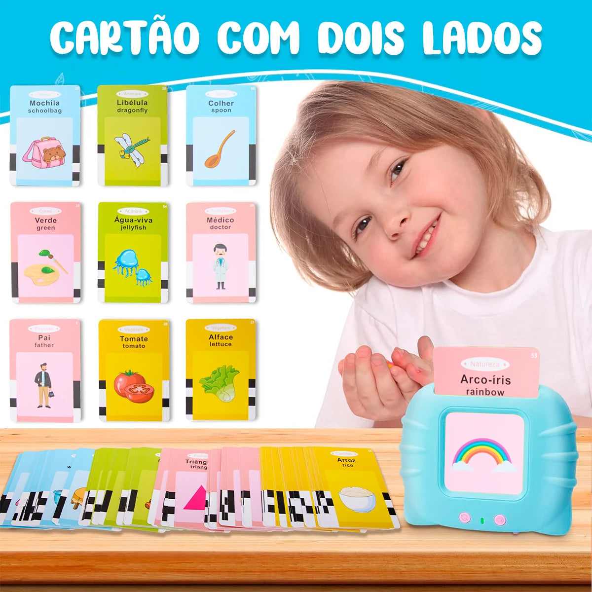 Áudio Livro Eletrônico para Aprendizagem de Inglês com Flash Cards Bilingual